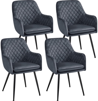 Yaheetech Esszimmerstuhl Küchenstühle (4 St), Stuhl-Set Polsterstühle mit Armlehnen und Metallbeine