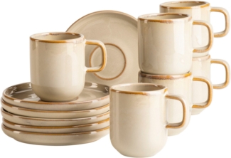 MÄSER Espressotasse Cordelia, Espressotassen Set, aus Steinzeug, Steinzeug, 12er Set, bestehend aus 6 Tassen und 6 Untertassen