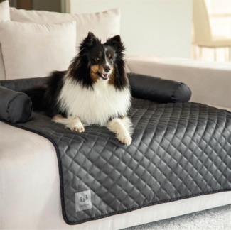 Sofaschutzdecke für Haustiere ( Anthrazit / 85x100cm ) Katzen- & Hundedecke, Kofferraumdecke Schutzdecke Liegedecke mit Karo-Steppung