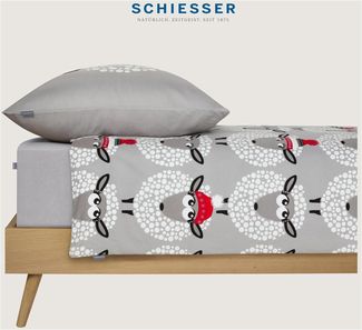 Schiesser Bettwäsche Sippa aus weicher Baumwolle lädt zum Schäfchenzählen ein, Feinbiber, 2 teilig, Made in Green