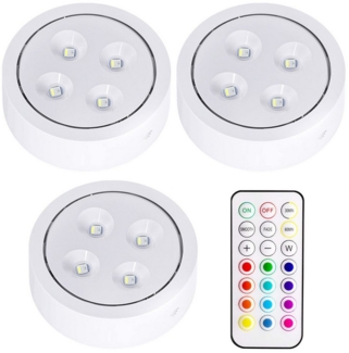 Jibenhome LED Unterbauleuchte RGB LED Unterschrankleucht Kabellose, Kleiderschranklitch Fernbedienung, Batteriebetrieben Unterbauleuchte, 13Farben & 2Modi,4 Helligkeit