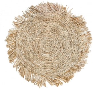 Das Fringe-Raffia Platzset Rund - Natur - Natürlich - 45x45x1cm