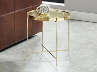 Vente-unique - Beistelltisch - Metall - Goldfarben - MARCIA
