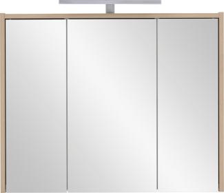 SCHILDMEYER Spiegelschrank Badezimmerschrank mit LED-Leuchte Eiche Hell 74 x 60 x 16