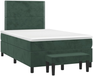 vidaXL Boxspringbett mit Matratze Dunkelgrün 120x190 cm Samt 3270466