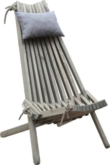 Faltbarer Gartensessel Relaxsessel FALUN Aschgrau mit Kopfkissen