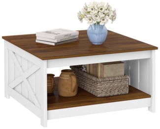 COSTWAY Couchtisch, rechteckig, mit Stauraum, Wohnzimmertisch Holz