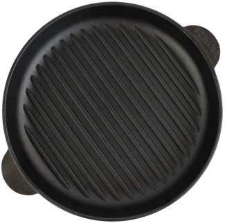 Ø28cm Grillpfanne aus Gusseisen Bräter Schmortopf zwei Griffe Servierpfanne Grill