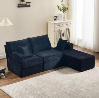 HOMYEDAMIC Ecksofa Ecksofa Doppelsofa with footstool deformierbar, Variante Doppelsofa Ecksofa mit Stauraumbettkasten