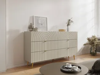 Vente-unique - NORSIM Kommode Holz, PlatteHolz, Platte Beige - B 40 cm x H 80 cm x L 140 cm