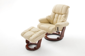 Relax-Sessel mit Hocker CALGARY, creme/walnussfarben