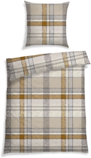 Schiesser Bettwäscheset Arno - Feinbiber - 2-teilig - 155 x 220 cm - Natur-Grau