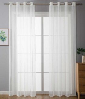 Gardinenbox Gardine, Ösen (2 St), transparent, Ösenvorhänge Voile »Uni« Bleibandabschluß 20332-cn2