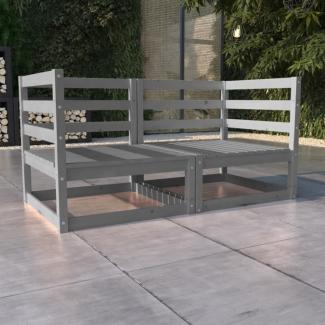 vidaXL Gartensofa 2-Sitzer Grau Massivholz Kiefer 3075246