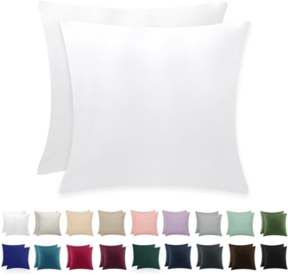 Kissenbezug 80x80 2er Set Weiß Mikrofaser Reißverschluss