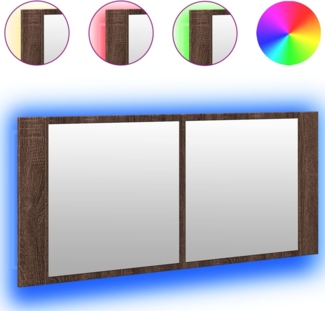 vidaXL LED-Spiegelschrank Braun Eichen-Optik 100x12x45 cm 834961