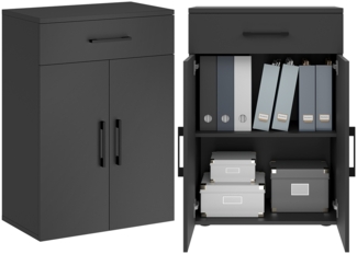 Bellamio 'Apol' Mehrzweckschrank, anthrazitschwarz, 88x33x60 cm, Aktenschrank mit 2 Türen und 1 Schublade