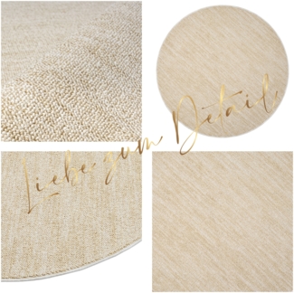 Teppich Rund - Flachflor 200x200cm - Meliert Soft Gelb - Modern Boho Pastell Wohnteppich Wohnzimmer Schlafzimmer Deko Teppiche