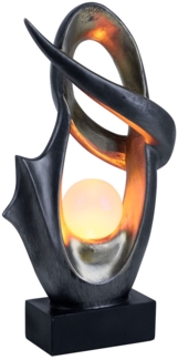 LED Solarlampe, schwarz, silber, IP44, Glas, Feuereffekt