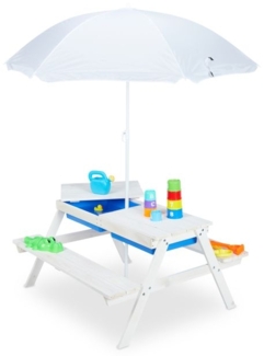 Weiße Kindersitzgruppe Holz mit Schirm 10038640