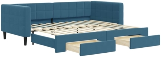 vidaXL Tagesbett Ausziehbar mit Schubladen Blau 90x200 cm Samt 3196738