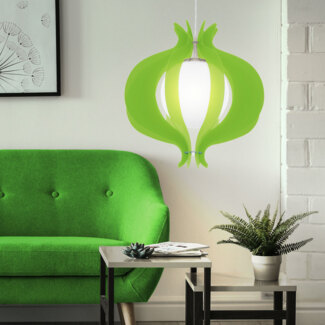 Hängeleuchte, Grün, Glaskugel, nickel-matt, E27, H 110 cm