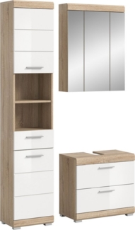 INOSIGN Badmöbel-Set Siena, 3 teilig, bestehend aus:, (Set), Hochschrank, Waschbeckenunterschrank, Spiegelschrank