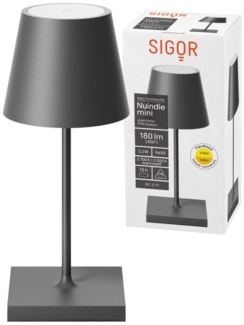 SIGOR LED Tischleuchte stilvolle Akku-Tischlampe Nuindie Mini, LED fest integriert, Warmweiß, Extra-Warmweiß, elegante, kabellose Schreibtischlampe