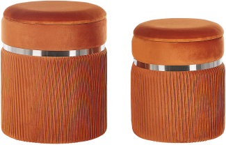 Pouf CAMDENTON 2er Set Orange Samtstoff 36 31 cm 36 31 cm