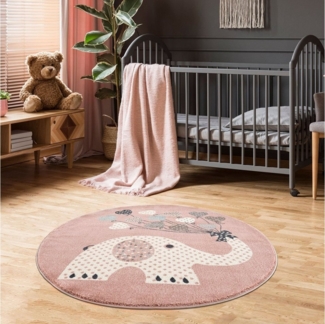 Jimri Kinderteppich Elefant mit Luftballons, Läufer, Kurzflor