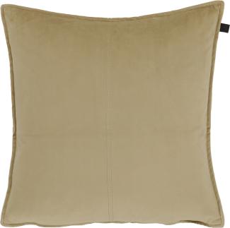 Overseas Middlestitch Samtkissen, 100% Polyester in Beige, 45x45 cm