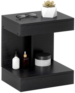 HOMCOM Nachttisch mit Schubladen, mit Ablage (Beistelltisch, 1-St, Nachtschrank), für Schlafzimmer, Wohnzimmer, 40 x 30 x 46 cm, Schwarz