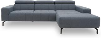 DOMO Collection Cunelli, Ecksofa mit Kopfstützfunktion, Webstoff blau, 292 x 175 cm