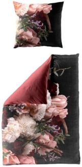 Traumschloss Bettwäsche Mako-Baumwolle, Mako-Satin, 2 teilig, Digitaldruck, Blumen, rot, weiß, rosa