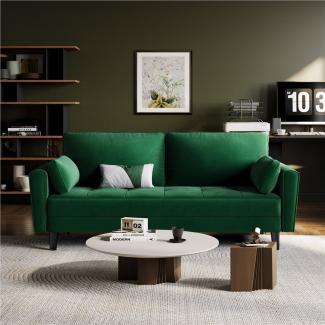 Yaheetech Sofa Polstersofa mit Rückenkissen & Seitenkissen & Seitentaschen, 2 Sitzer Sofa bis 300 kg belastbar