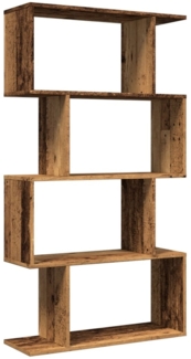 vidaXL Raumteiler-Bücherregal 4 Böden Altholz-Optik 70x24x129 cm 858109