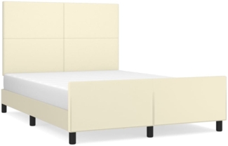 Doppelbett, Polsterbett mit Kopfteil Kunstleder Creme 140x190 cm