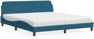 vidaXL Bett mit Matratze Blau 180x200 cm Samt 3208455