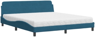 vidaXL Bett mit Matratze "Dover" Blau 180x200 cm Samt 3208455