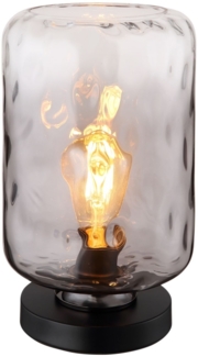 Tischleuchte Wohnzimmer Rauchglas Tischlampe Schlafzimmer Glas schwarz 16046TS