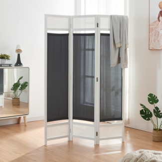 Raumteiler Dorotea 3-teilig 120x170 cm Weiß/Dunkelgrau [en. casa]