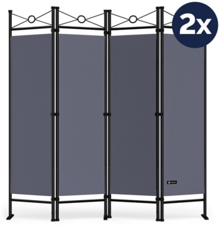 Casaria Paravent Lucca, 2er Set 180x163cm Verstellbar Faltbar Stabil 4 teilig Indoor