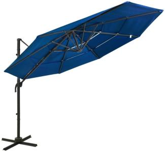 vidaXL Sonnenschirm mit Aluminium-Mast 4-lagig Azurblau 3x3 m 313835