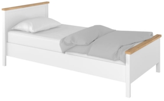 Bett Story Einzelbett 90x200cm weiß Nash Eiche inkl. Matratze