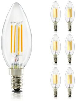 ZMH LED-Leuchtmittel E14 Glühbirne Warmweiß Lampe kerze 4W 2700K Filament Retro, E14, 6 St, 2700k, Augenschutz