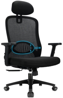Durrafy Bürostuhl Chefsessel aus Mesh,Ergonomischer Schreibtischstuhl,stuhl,Bürostuhl, Verstellbarer Armlehnen, Lendenwirbelstütze,Drehstuhl Wippfunktion
