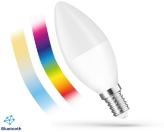 Spectrum LED-Leuchtmittel LED E14 C37 EASY SMART APP 4,9W=42W bunt BLUETOOTH 2700K-6000K DIMMBAR, E14, Farbwechsler, CCT-Farbtemperatursteuerung - warmweiß bis tageslichtweiß, RGB