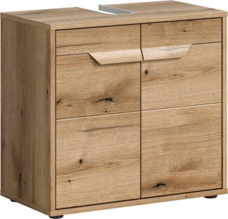 welltime Waschbeckenunterschrank Kayu, Breite 64 cm, 2 Türen, 1 Einlegeboden einzigartiges Griffdesign, Badschrank, Bad-Möbel, Badezimmer, Bad
