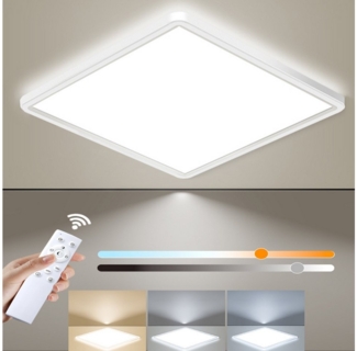 BRAIDOL Deckenleuchten LED Deckenlampe Quadratisch 29x29cm ultra dünn Deckenleuchte dimmbar, LED fest integriert, Kaltweiß/Naturweiß/Warmweiß,Dimmbar mit Fernbedienung, 24W, Ultra Dünn Deckenleuchte für Schlafzimmer,Wohnzimme,Kinderzimmer,Party
