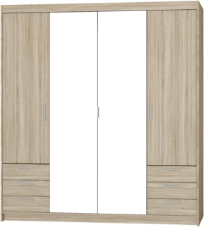 AX LIVING Kleiderschrank mit Spiegel Sonoma Eiche Storicos 4D6S 176,3